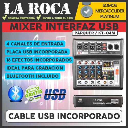 Mixer Interfaz Usb Consola 4 Canales Grabacion Efectos Cuota