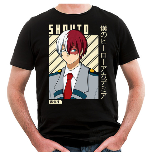 Remera My Hero Academia Shouto Todoroki 1 (negra:) Ideas Mvd