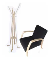 Comprar Combo Nordico Sillon Tm Negro Y Perchero Madera Natural 
