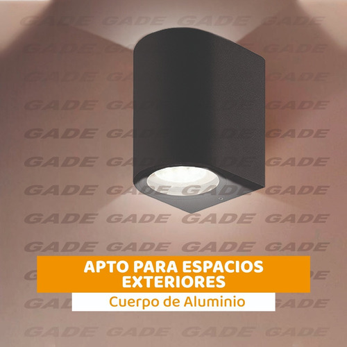 Imagen 3 de 8 de Aplique Pared Exterior Bidireccional Aluminio Dicro 7w Gu10