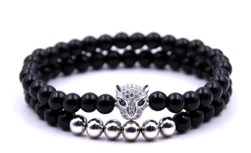 Pulsera Hombre Cabeza De Lepoardo (plata)