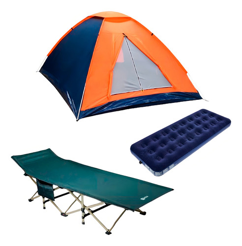 Barraca 3 Pessoas + Cama Dobrável + Colchão Solteiro Kala