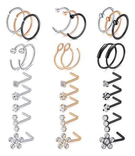 Vcmart 18g Nose Rings Nose Ring Surgical Steel Nose Rings Ho