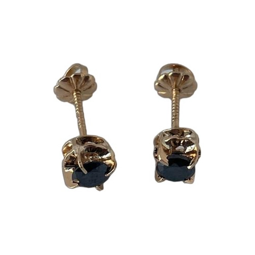 Aros Apegados De Oro 18k Chatón Negro