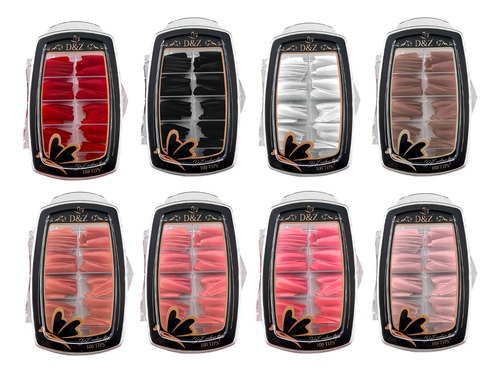 Uñas postizas realistas de bailarina decoradas con 100 unidades de color salmón Uni D&Z