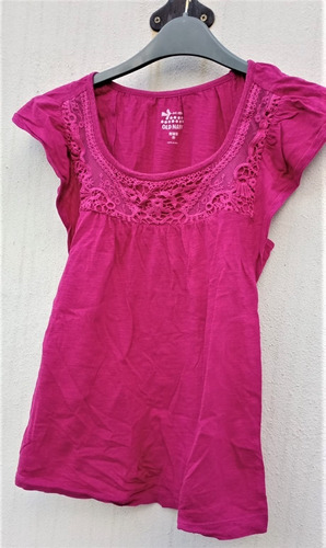 Remera Niña Manga Corta Fuxia Cuello Redondo Old Navy 