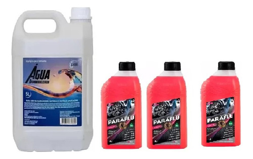 Kit 3 Aditivo Radiador Paraflu Rosa 5l Água Desmineralizada