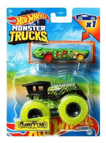 Hot Wheels Monster Trucks Loco Punk Con Coche Extra Color Amarillo