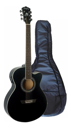 Guitarra Electroacustica Washburn Ea 12 Bk Negra Con Funda