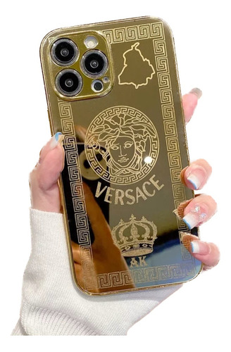 Carcasa De Lujo Tipo Versace Dorado Para iPhone 13 Pro