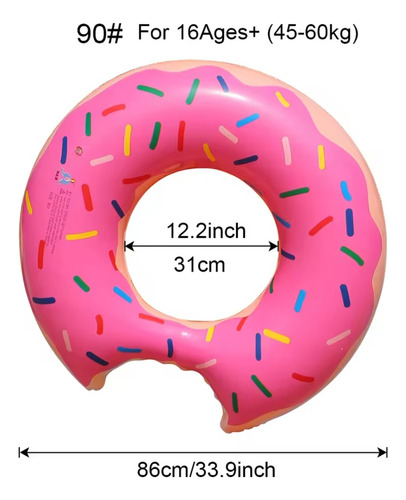 2 Salvavidas Dona Mordida #90 Cms Flotador Inflable +8años