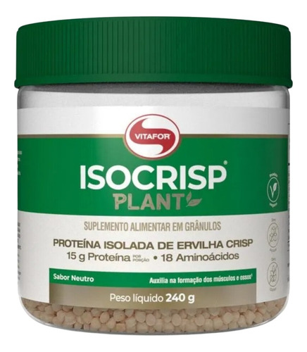 Isocrisp Plant Vegan Sem Sabor Pote 240g - Vitafor