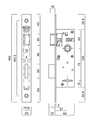Cerradura Exterior Liviana | Kallay 3002 | Frente Inoxidable