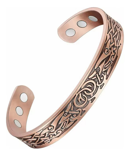 Pulsera Vikinga Imanes Infrarrojos Magnética Hombre Mujer Color Cobre Diámetro 6 cm Largo 22 cm