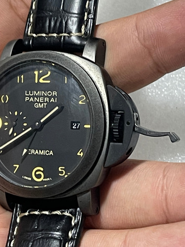 Reloj Panera.i Lumino.r 3 Days 1950 Gmt 44mm Automático Negr Negro Negro Negro (Usado)