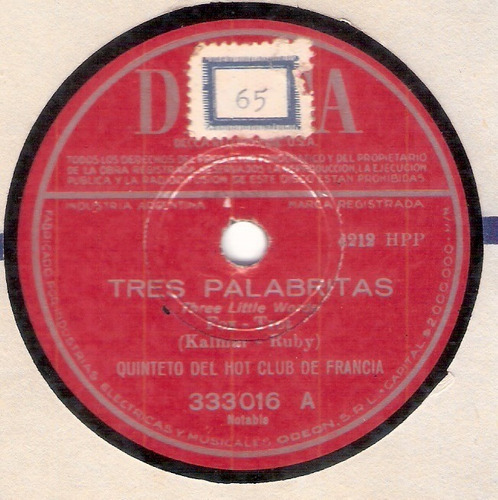 Django Reinhardt:tres Palabritas-me Sobra Tiempo/78rpm Decca