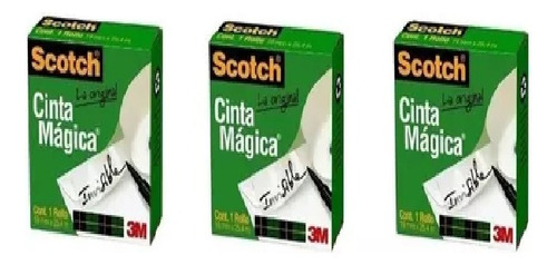 3x Cinta Mágica Scotch 19mmx25,4mm Invisible 3m Envió Gratis