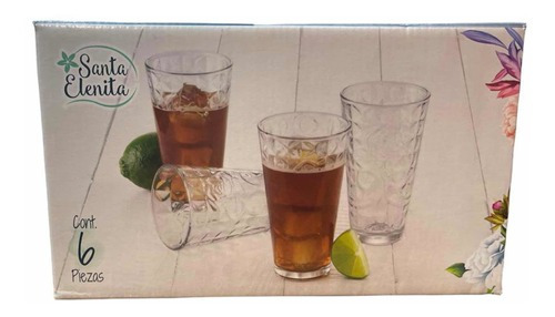 Juego De 6 Vasos Diamante Santa Elenita 360ml