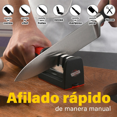 Imagen 3 de 10 de Afilador De Cuchillos Cocina Ergonómico 3 Etapas Manual 4068