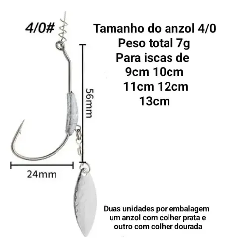 Anzol Offset Lastreado Com Spinner Blade Pesque Mais | MercadoLivre