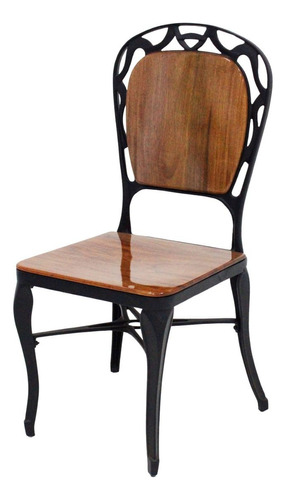Cadeira De Jantar Em Alumínio Fundido Madeira Modelo Aracruz Estrutura Da Cadeira Preto Assento Marrom Desenho Do Tecido Liso
