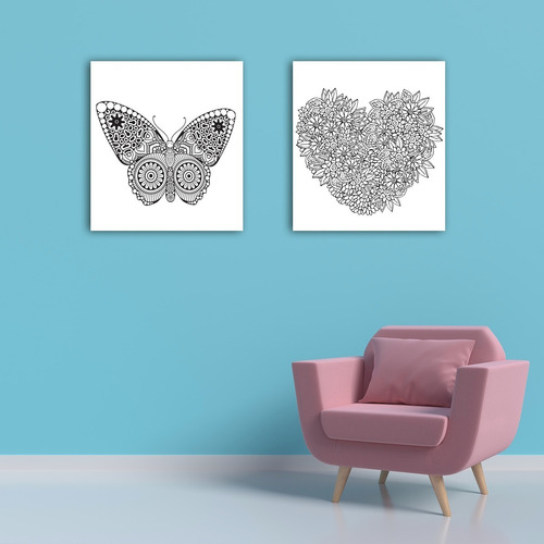 Mariposa Y Corazón Para Pintar Canvas Cuadro Decorativo