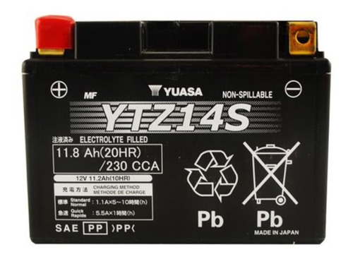 Bateria Motocicleta Motor Refacción Ytz14s Acido Yuasa