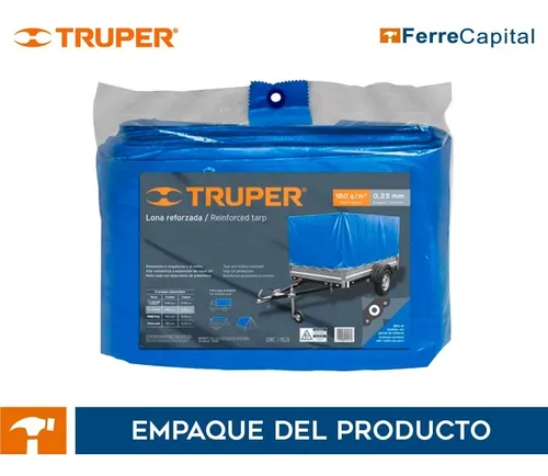 Lona multiuso Truper LT-34Z impermeable de 3m x 4m color azul