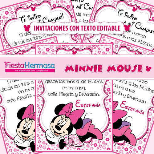 Kit Imprimible Minnie Mouse,candy Bar,decoraciones Y Cajitas