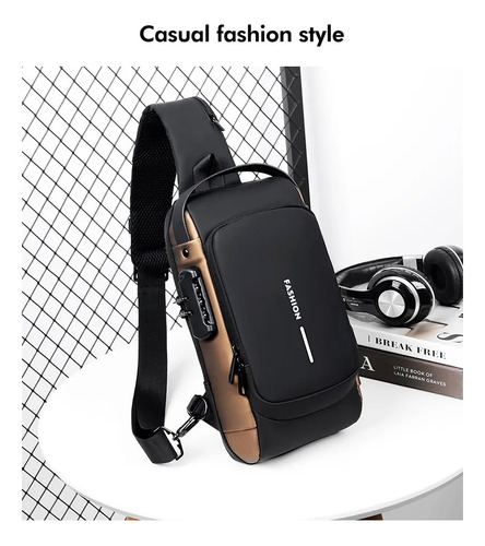 1 Bolsa Deportiva De Antirrobo Para Hombre Con Carga Usb