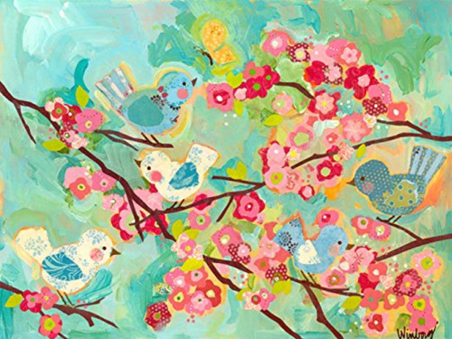 Oopsy Daisy Cherry Blossom Birdies Lona Decorativo Para