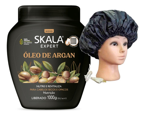 Oleo De Argan Skala Mascara Vegana 1kg + Gorro Eléctrico