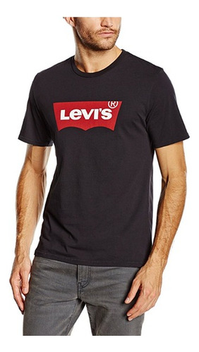 Remera Levis Hombre Negra Logo Rojo