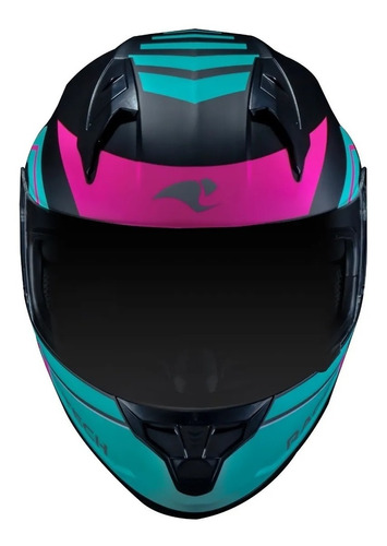 Capacete Moto Race Tech Sector Exilio Preto Fosco Rosa Verde Cor Preto/Rosa/Tifany Tamanho L - 60