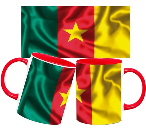 Taza Roja Ceramica 325ml Bandera Camerun 1456