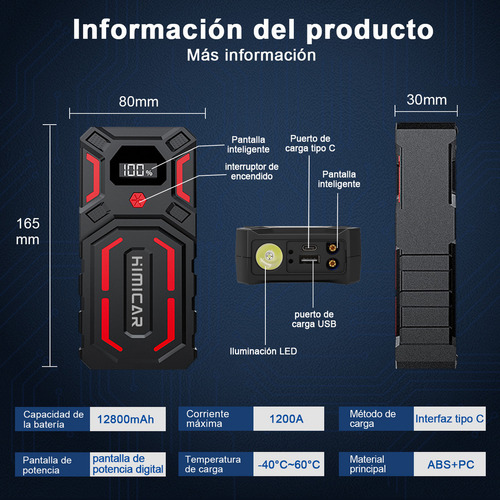 Himicar Arrancador Portátil De Batería De Coche 4000a