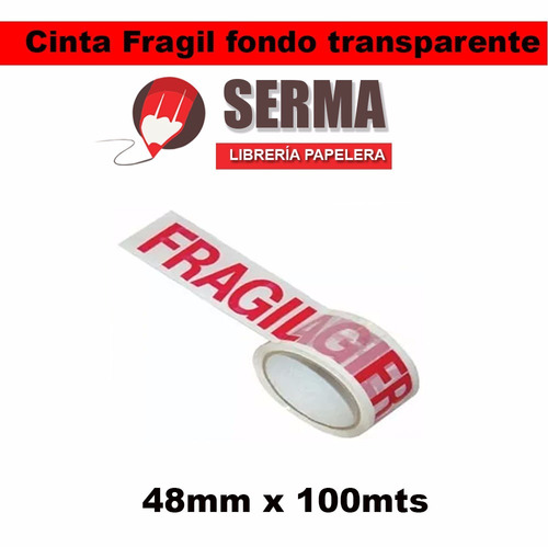Cinta Adhesiva Embalar Fragil Fondo Transparente 48mmx100m