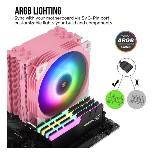 Enfriador De Aire Cpu V5 V5 Con 5 Tuberías De Calor De 120 M
