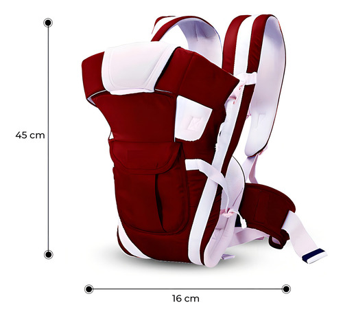 Canguro ergonómico para bebés de 0 a 36 meses, transporte cómodo, color rosa y rojo