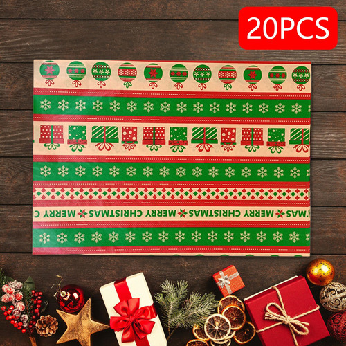 20 Piezas De Papel De Regalo De Navidad, Papel De Regalo,