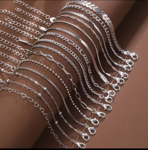 Pulsera Generic Conjunto 5 Cadenas Acero Ajustable