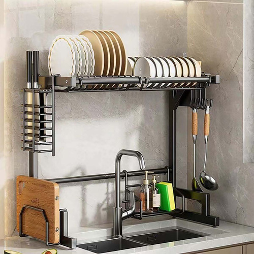 Escurridor Trastes Alto Fregadero Acero Inoxidable 65cm Color Negro