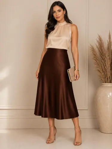 Vaidade ou reflexão: Como descobrir o que realmente está guiando seus pensamentos 4 Saia Cetim Feminina Midi Brilho Moda Elegante Full