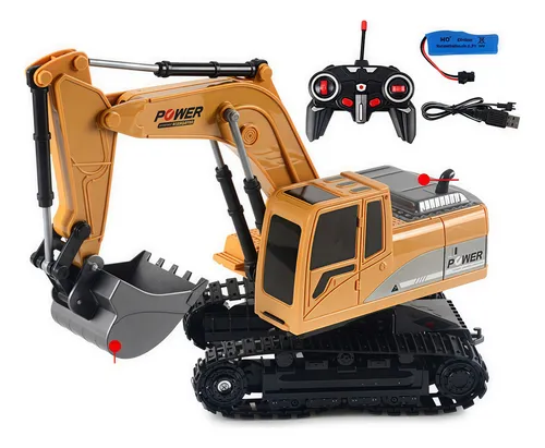 Excavadora RC Mingfuxin 2.4GHz – 12 Canales Con Rotación 680°, Cuchara De Aleación, Luces Y Sonido – Incluye 2 Baterías Para Larga Duración