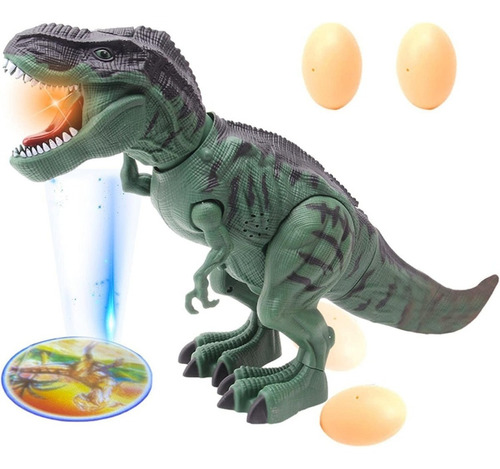 Dinosaurio Camina Luz Y Sonido Bota Huevo Y Vapor 45cm T-rex