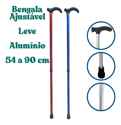 Bengala Bastão Retrátil Alumínio Ortopédica 90kg
