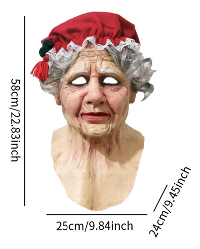 Máscara De Látex Navideña, Realista, Accesorios De Abuela