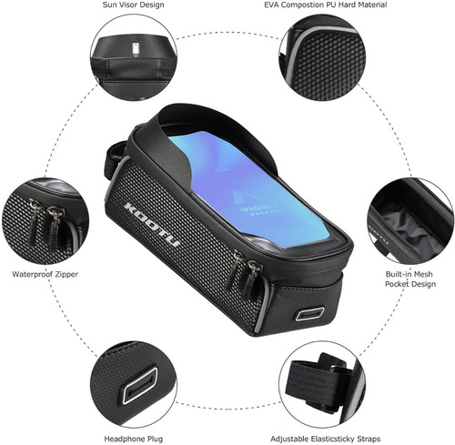 Imagen 6 de 7 de Bolso Para Bicicleta Resistente Al Agua Y Golpes
