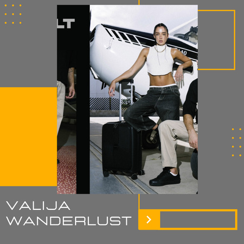 Valija Carry On Wanderlust Urban Mode Hard 20 Pulgadas Color Negro Cabina Viaje Rígida Con Ruedas Dobles Giro 360 Candado Tsa Interior Forrado Poliéster Bolsillo Frontal Asa Telescópica Reforzada