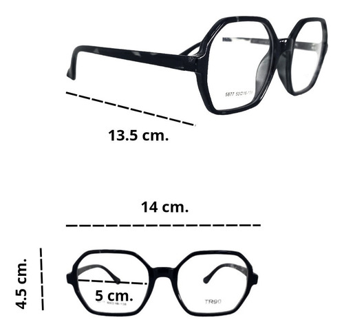 Lentes Otaku Hexagonales Moda Geek Amplios